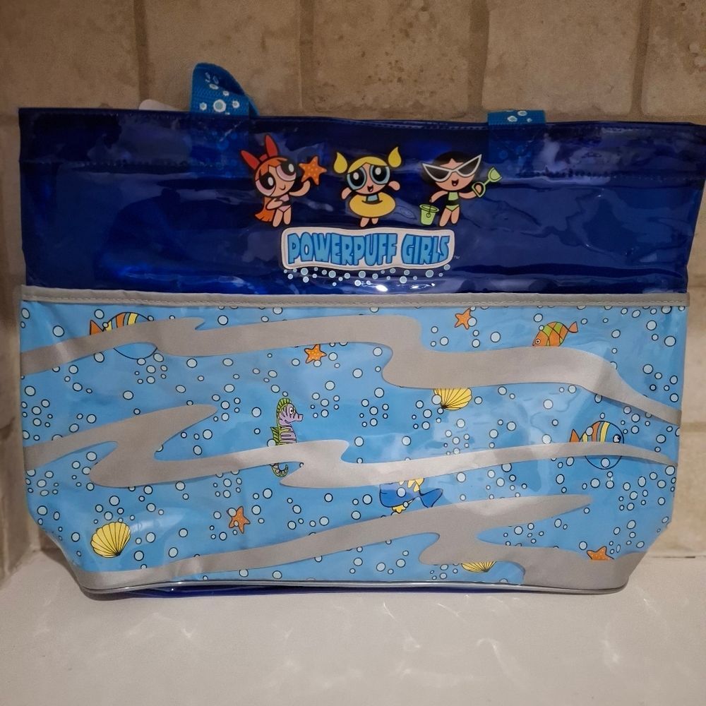 Vintage The Powerpuff Girls Blue Clear Beach Bag RARE NWT